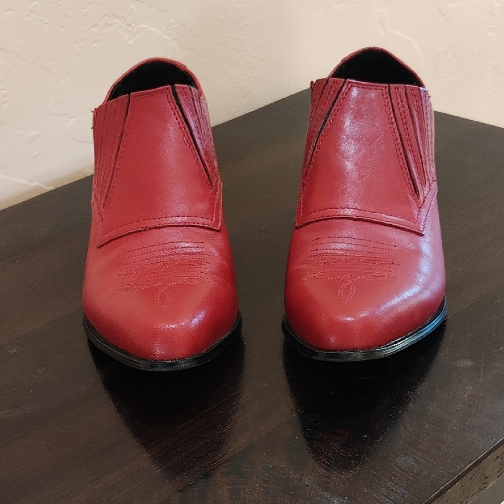 Women's Red Leather Ankle Boots